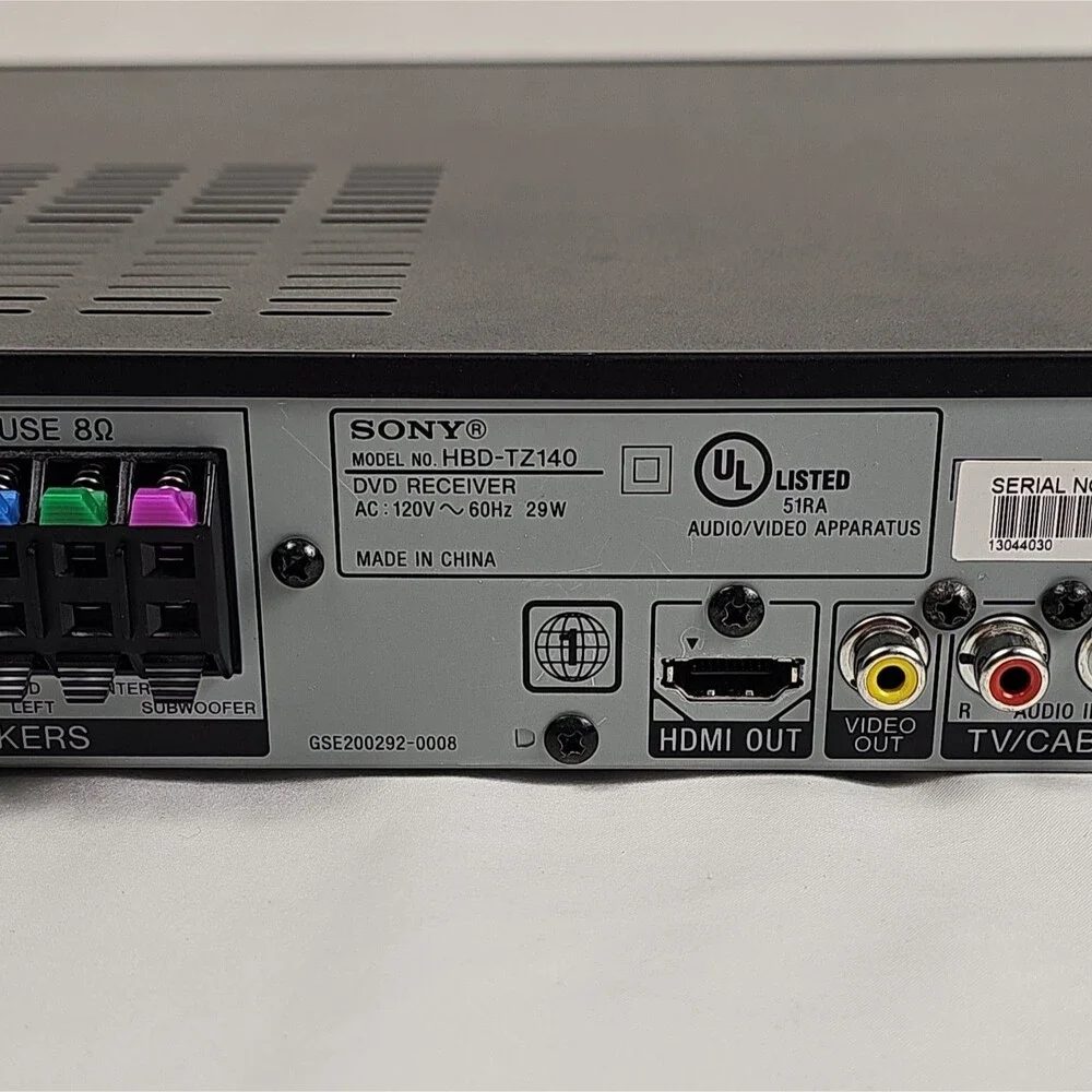 Sony HBD-TZ140 DAV-TZ140 5.1 DVD Home Theater Receiver HDMI No Remote Tested